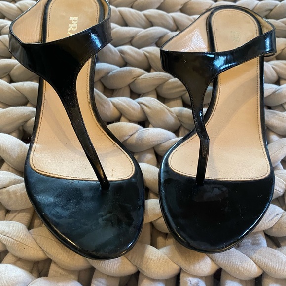 Prada T Strap Patent Leather Sandals - Picture 11 of 15